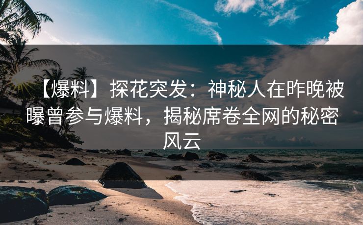【爆料】探花突发：神秘人在昨晚被曝曾参与爆料，揭秘席卷全网的秘密风云