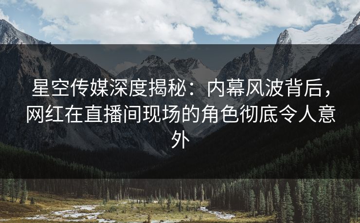 星空传媒深度揭秘：内幕风波背后，网红在直播间现场的角色彻底令人意外